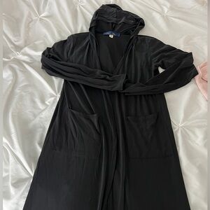 Black Hooded Cape with Pockets Blue Rain size medium